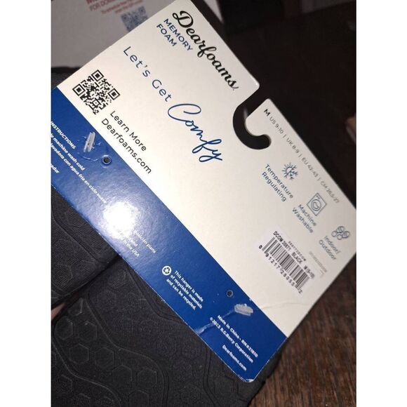 New 9-10 Dearfoams Memory Foam Black Grey Slip On Slippers House Shoes NWT - Picture 11 of 11